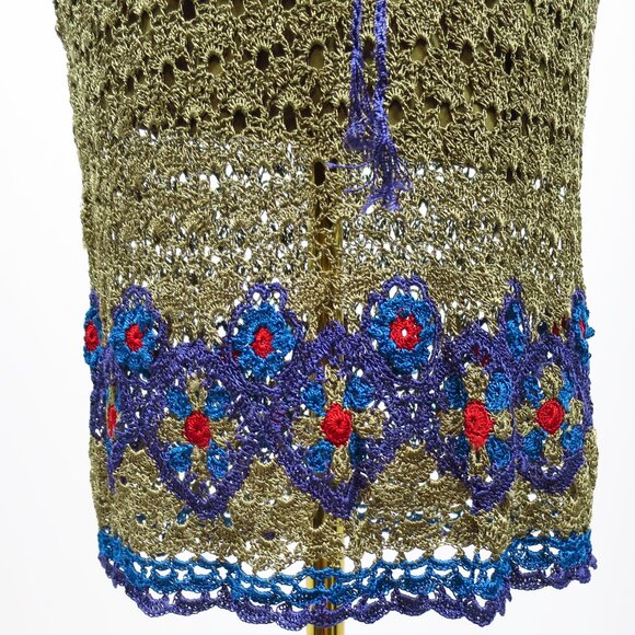 NWT St. Tropez West Crochet Midi Dress Size L Olive/Mossy Green - Picture 7 of 16